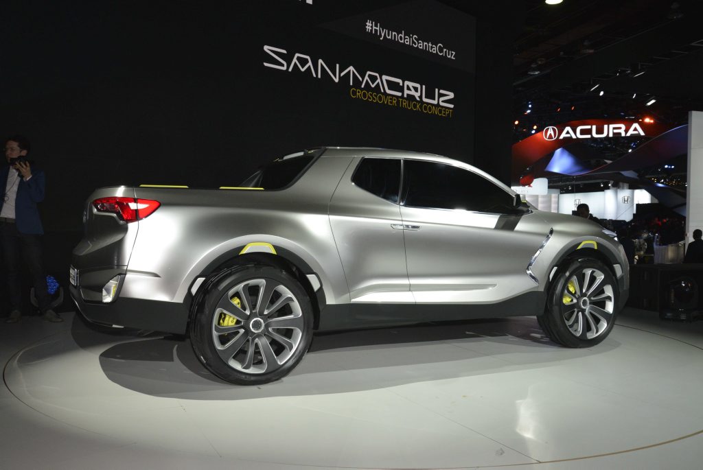 The Hyundai Santa Cruz concept which went on show at the North American International Auto Show in Detroit. The Hyundai Santa Cruz concept which went on show at the North American International Auto Show in Detroit.